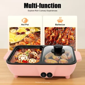 2-in-1 Electric Hot Pot w/ Griddle Tabletop