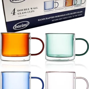 Double Wall Insulated Coffee Mugs (Set of 4 / 8.5oz)
