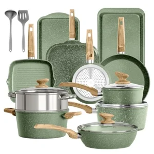 17 Piece Pots and Pans Set Non Stick Nonstick Induction Granite Kitchen Cookware