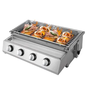 Professional 4-Burner Stainless Steel Portable BBQ